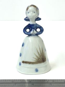 ⭐️ VINTAGE Dutch Porcelain Female Bell Blue and White