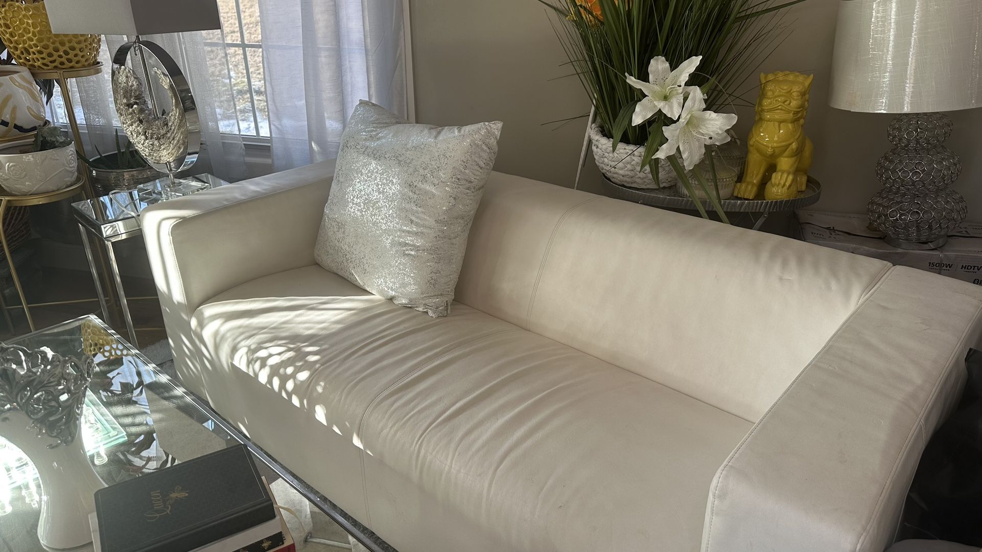 White leather sofa