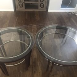 Preowned Glass Coffee Table and End Table Set