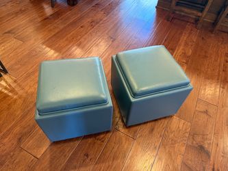 Pair of Leather Ottomans