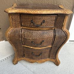 Three Drawer Wicker Side Table