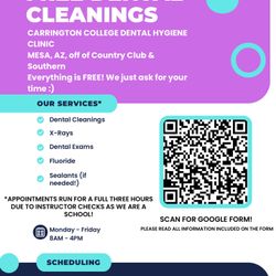 FREE DENTAL CLEANINGS! Please read info below!