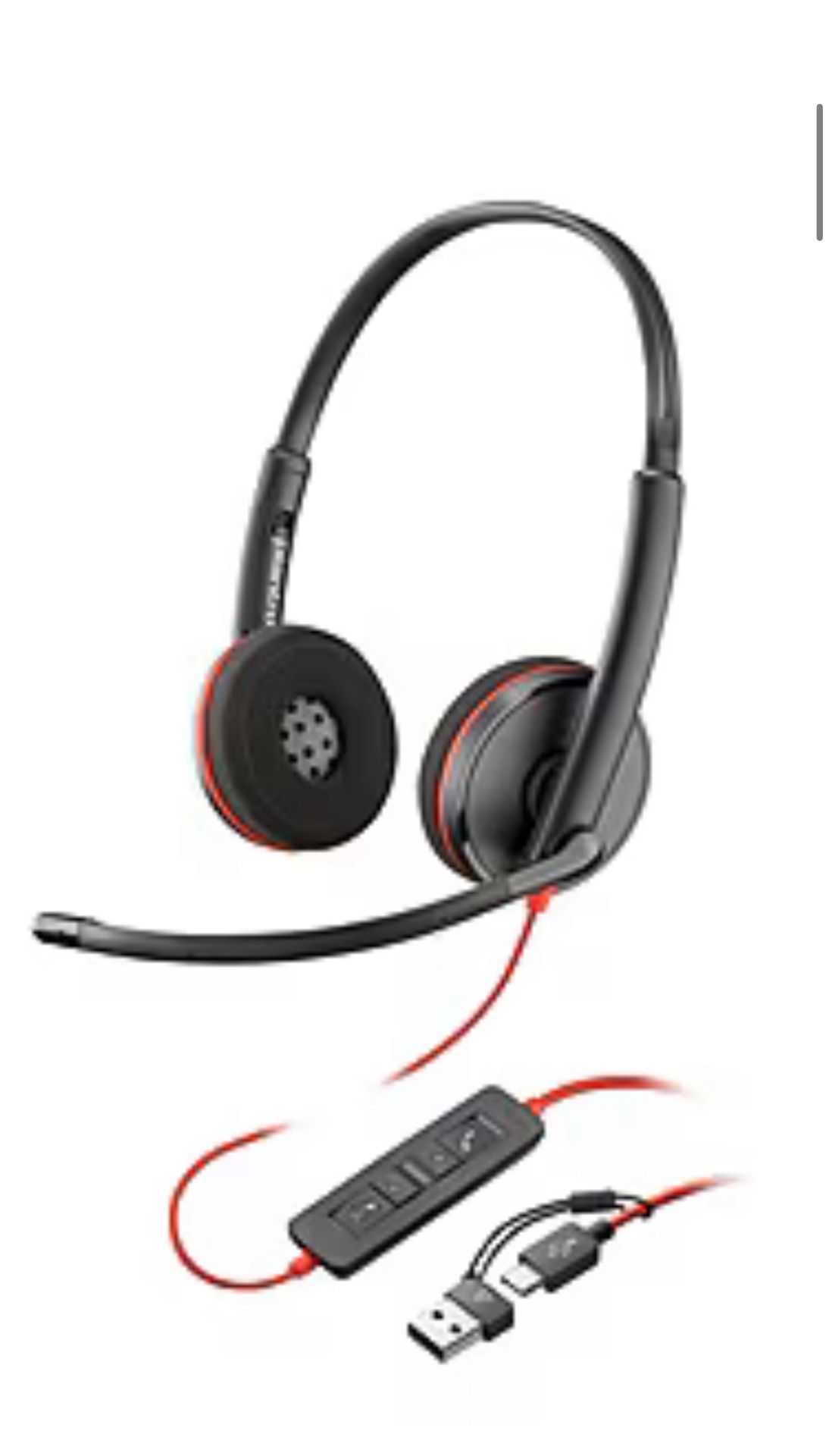 Poly Blackwire 3220 Stereo Headset, USB-C/USB-A, UC Certified