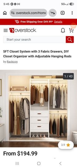 5 ft Modular Closet Storage System in White Brand New in Box