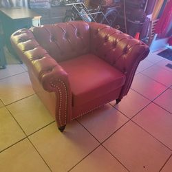 Modern Red Faux Leather Sofa Chair