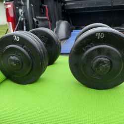 Pair Of 70 Pound Pro-Style Dumbbells 