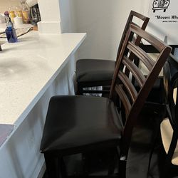 Wood And Leather Bar Stools
