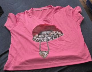 Girls/petite  woman pink print T-shirt