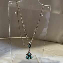 Bill and Lou Zuni sterling turquoise pendant necklace