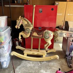 S &S Woodcarvers Diana Ross Model Carousel Wooden Rocking Horse