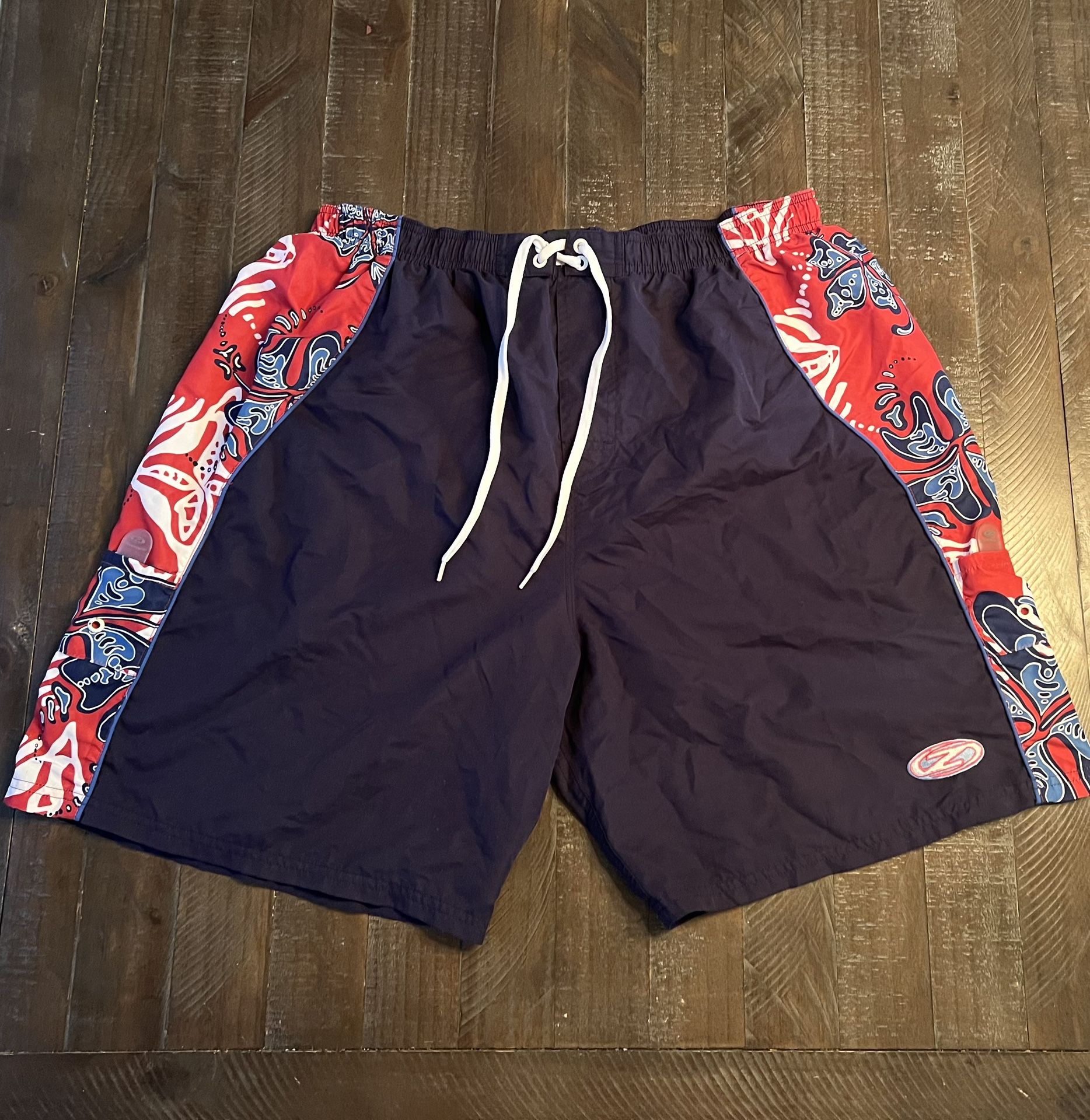 Jimmy Z Swim Shorts Mens XXL Swim Trunks With Pockets Vintage Retro