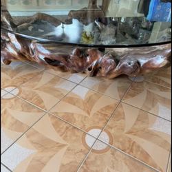 Impressive and massive redwood coffee table