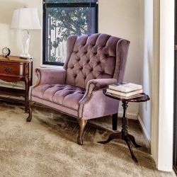 Vintage Wingback Armchair Queen Anne Style High Back Side Wings Cabriole Legs