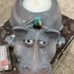 Vintage Kookie Kritters Hippo Bird Ceramic Candle Holder Collectible w/Box