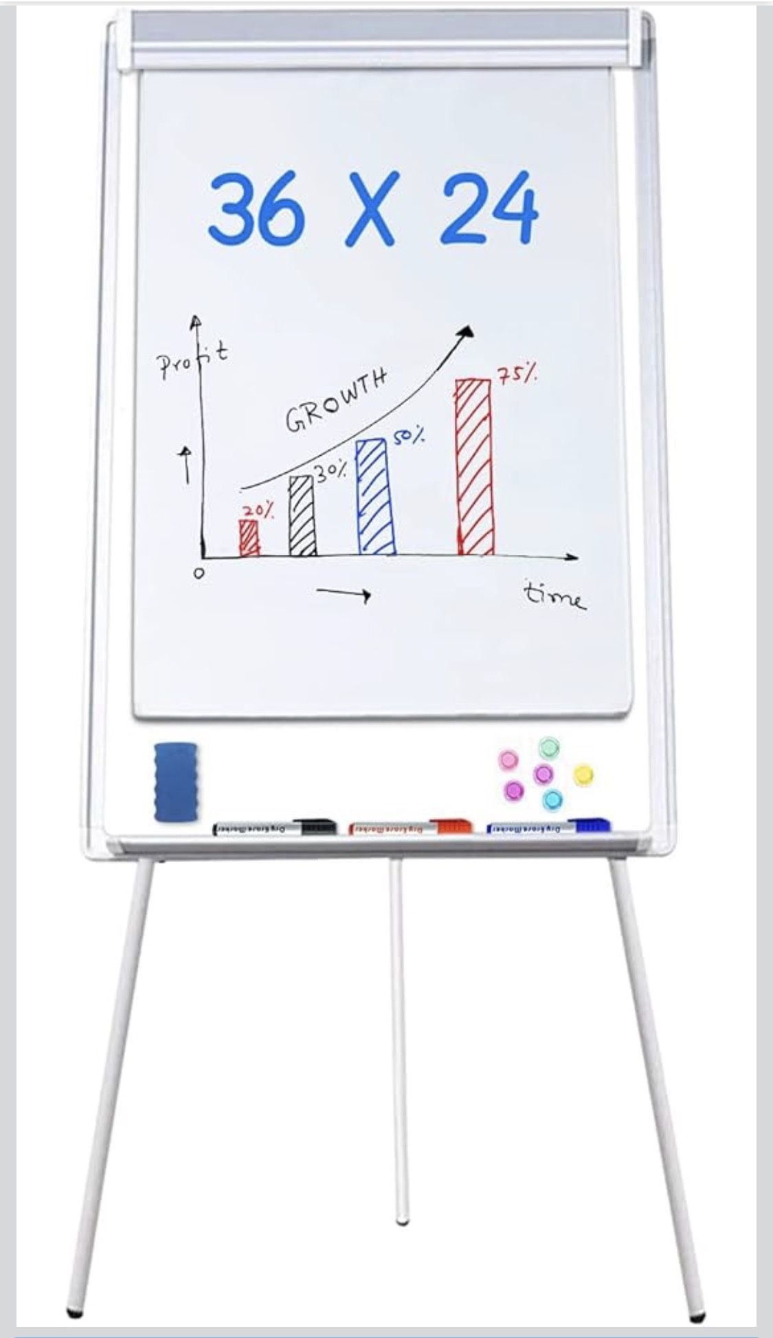 NEW! maxtek Easel White Board - Magnetic Tripod Whiteboard Portable Dry Erase Board 36 x 24 inches