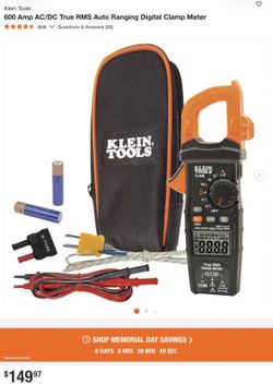 Klein Tools 600 Amp AC/DC True RMS Auto Ranging Digital Clamp Meter