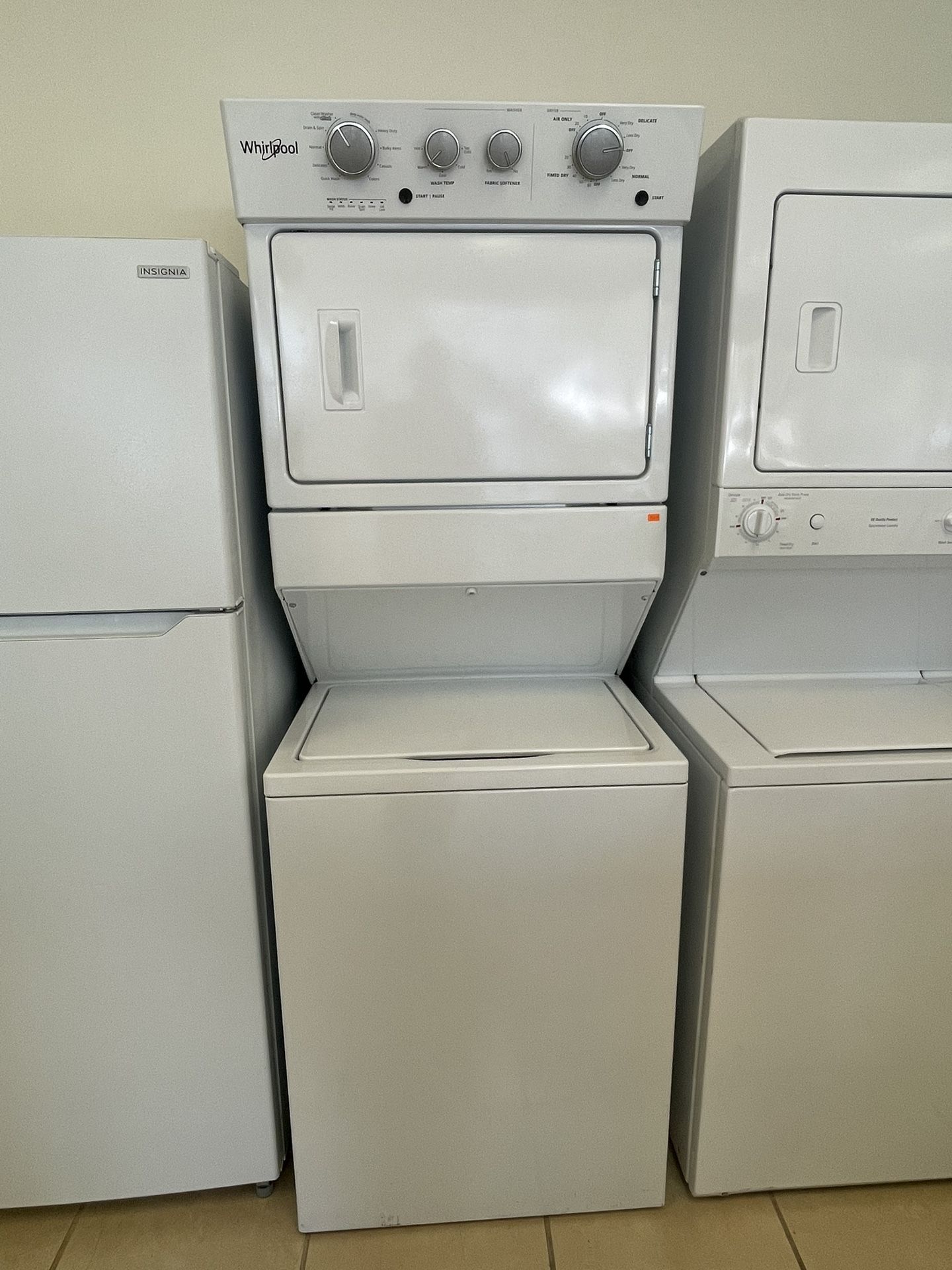 WHIRLPOOL STACKABLE 27” WASHER AND DRYER WHITE