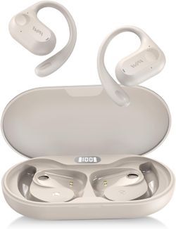 Open Ear Wireless Headphones – Bluetooth 5.3, Air Conduction, Ear-Hook, 30H Playback, Sports (Beige)