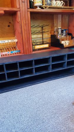 Solid wood cubby shelf