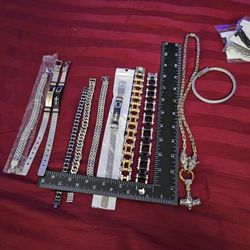 Bracelets! Silver And Black..Big Motorcycle Chain Braclets And More!!