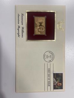 Collectible 22kt Gold  Foil Replica Stamp Tennessee Williams
