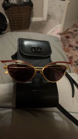 Valentino "V-Glassliner" (Model VLS-118A) retro-inspired titanium cat-eye sunglasses