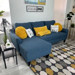 SECTIONAL Couch Sofa With Chaise Right Fabric BLUE / BRAND Ashley Furniture / FREE DELIVERY 