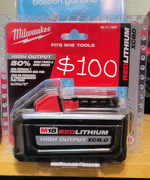 Milwaukee M18 High Output 8.0Ah Battery Pack..$100..Firm On Price.. Brand New.. Pickup Only...