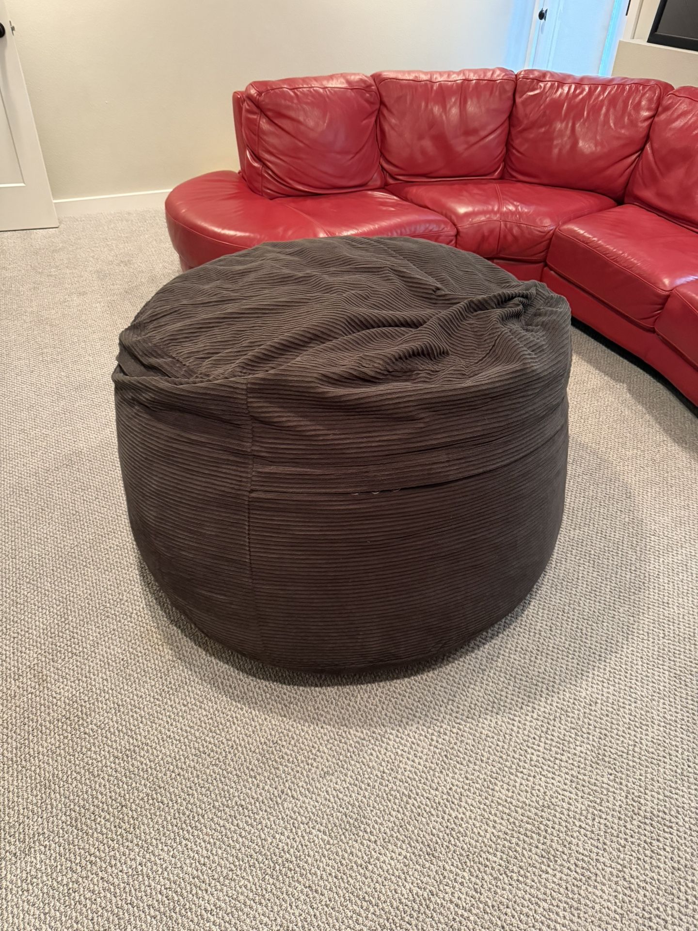 Large Bean Bag With Washable Gray Corduroy Cover