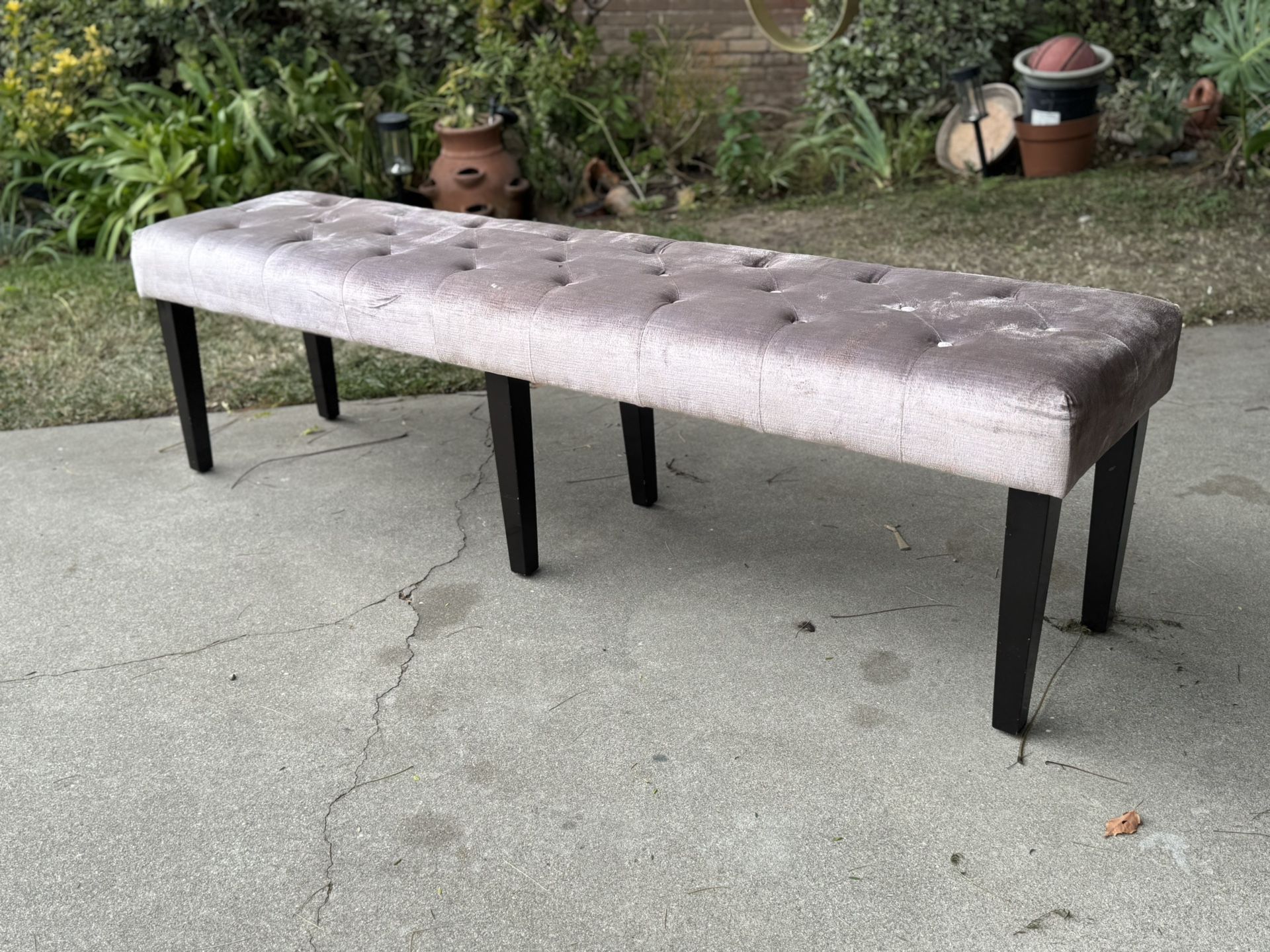 70” L Plum Colored Upholstered Bench