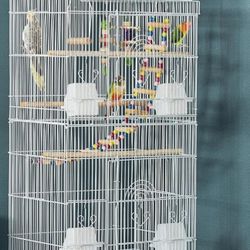 Bird Cage with Wicker Stand 