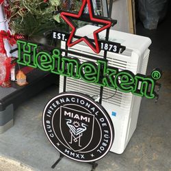 Inter Miami CF Soccer Heineken Neon Sign Needs Power Cord 27x33.5