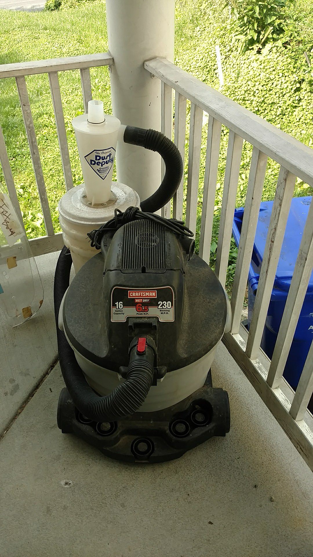 Shop-Vac with Dust Deputy attached Google it it works