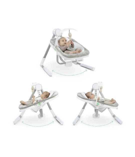 Ingenuity Anyway Sway Vibrating Portable Infant Baby Swing Spruce, Blue