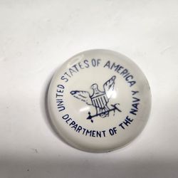 Vintage Department of The Navy United States America Glass Paperweight Military