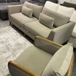 Thomasville Luxury Velvet Sofa and Accent Chair