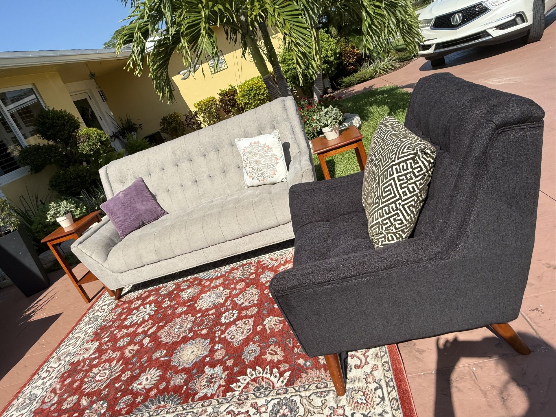 4 PCS Coaster Fine Furniture Sofa, Lounge Chair, and 2 side tables. - $160