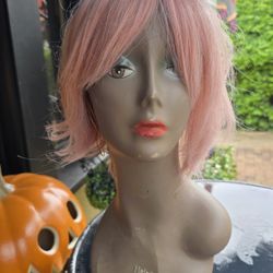 Short Pink Hair Wig Cosplay Halloween 