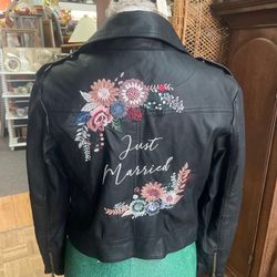 Bridal Just Married Vegan Leather Motorcycle Jacket New With Tags Large 