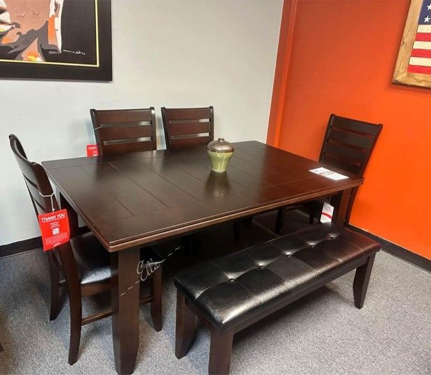 Coviar Brown Dining Set❤️$10 Down Payment Financing and delivery Available