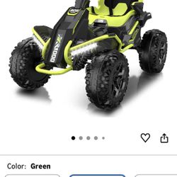 24V 4x4 Ride On Toys for Big Kids Aged 3-12 Green-4x200W Motors, 5MPH, Wide Adjustable Seat, Parent
