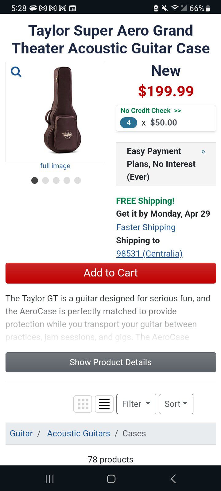 Taylor Aero Grand Theater Acoustic Guitar Case