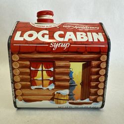 Vintage log cabin 100 anniversary syrup tin