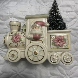 Lenox Petal And Pearls Train Santa Claus Christmas Holiday Figurine with Tree