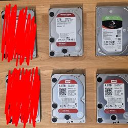 Lot of 4 Used 4TB NAS Hard Disk Drives