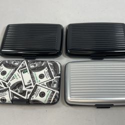 Lots of 4 New Card Wallet Business ID Credit Card Holder Pocket Hard Slim Case