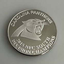 Highland Mint Carolina Panthers 2015 NFC South Division Champions 39mm Silver Plated Medallion Flip Coin Limited Edition Sports Memorabilia In Origina