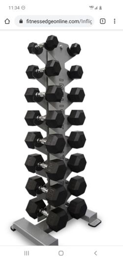 New rubberized dumbell set with rack 5-40lbs limited stock