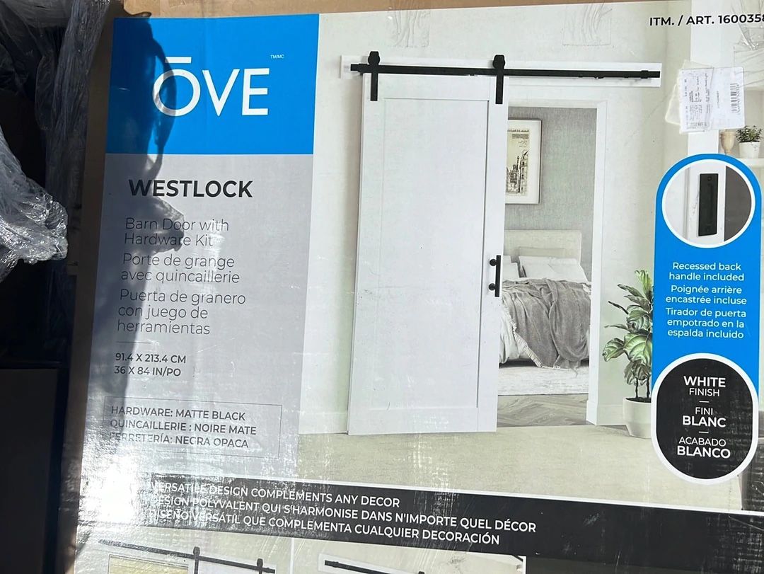 OVE Decors Barn Door with Hardware Kit & Smooth Soft-Close