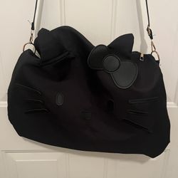 Bag - Very Nice Black Medium Vinyl Cat Utility Shoulder Tote.
